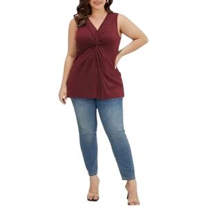 BloomChic Supersoft Essentials Plain V-Neck Twist Front Tank Top